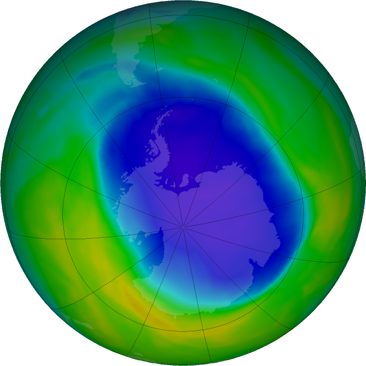 Antarctic ozone map for 16 November 2021